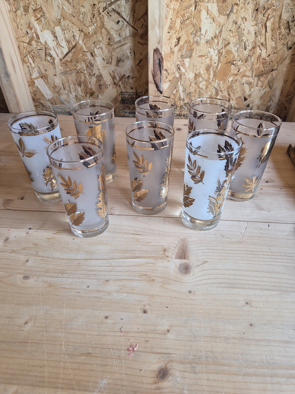 Set Of 8 Libbey  Glass Company Golden Foliage 12 Oz Tumbler